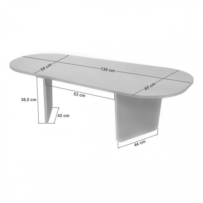Soma - Table basse ovale en bois et effet travertin 130x65cm
