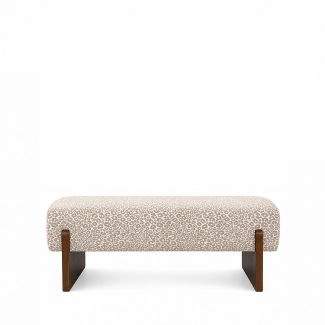 Sally - Banc en tissu imprimé léopard et bois