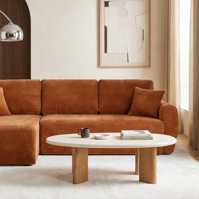 Sylina - Table basse organique effet béton et bois L130cm