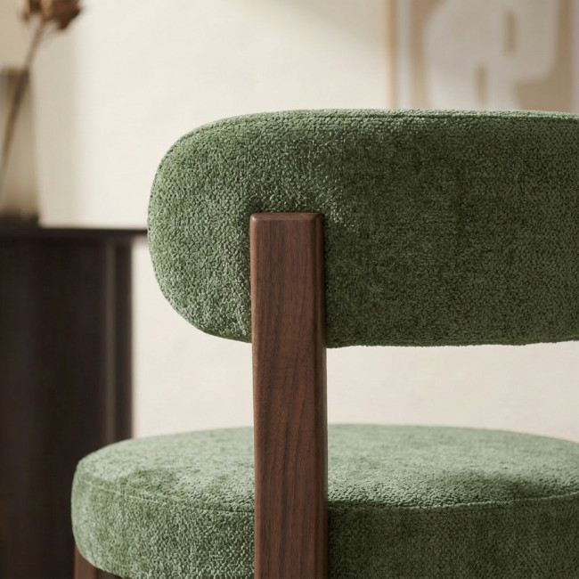 Izzy - Lot de 2 chaises en tissu piètement effet bois foncé