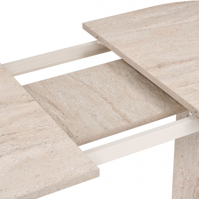 Sam - Table à manger extensible 6 à 8 personnes effet travertin 160-200x75cm