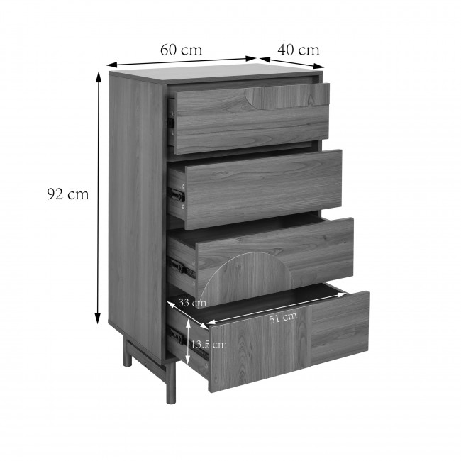 Abby - Commode 4 tiroirs en bois L60cm