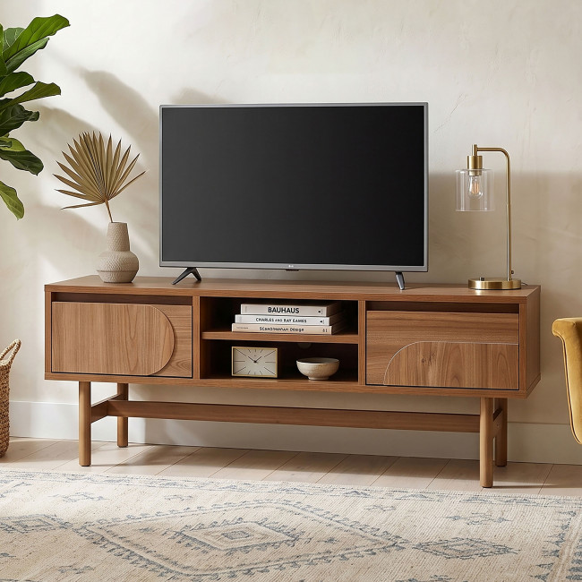 Abby - Meuble TV 2 tiroirs en bois L120cm