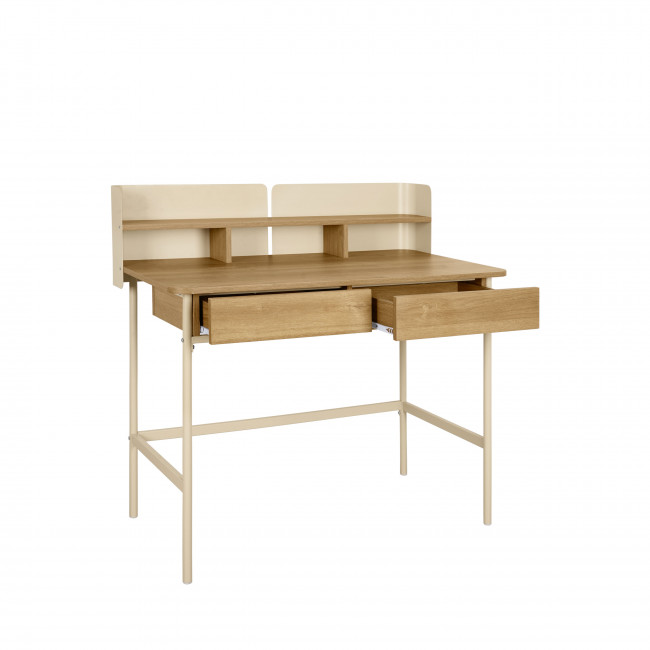 Copa - Bureau 2 tiroirs en bois et métal L100cm