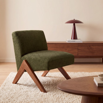 Vinto - Fauteuil en tissu pieds bois