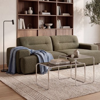 Rika - Table d'appoint en verre pieds chrome