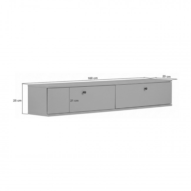 Yara - Meuble tv suspendu 2 portes en bois L160cm