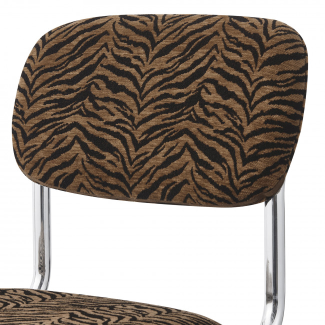 Marcel - Lot de 2 tabourets de bar imprimé animal pieds chrome H65cm 