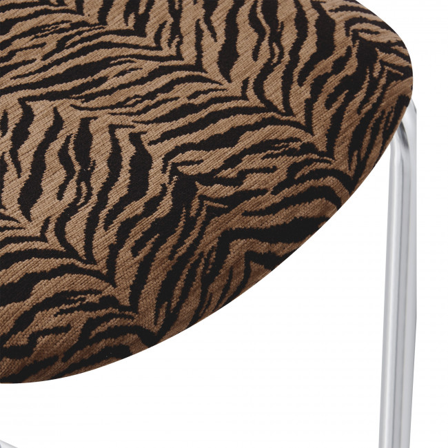Marcel - Lot de 2 tabourets de bar imprimé animal pieds chrome H65cm 