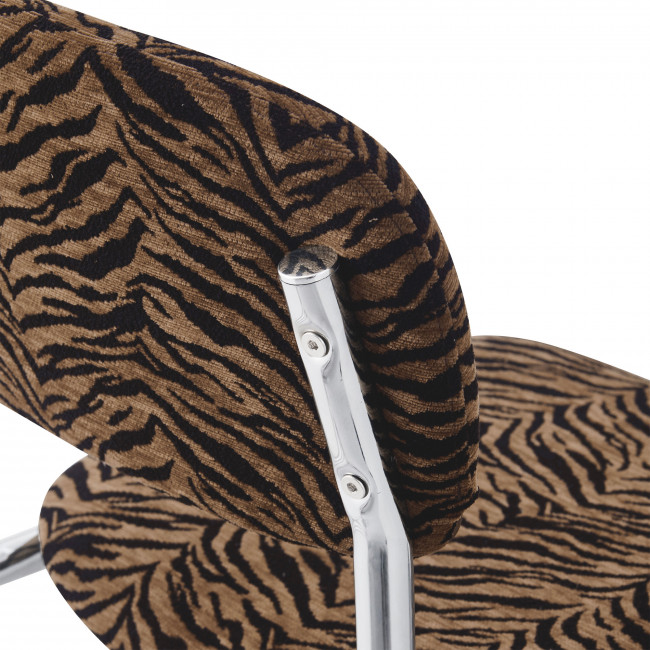 Marcel - Lot de 2 tabourets de bar imprimé animal pieds chrome H65cm 