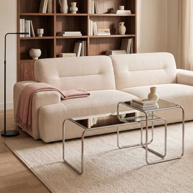 Rika - Table d'appoint en miroir pieds chrome