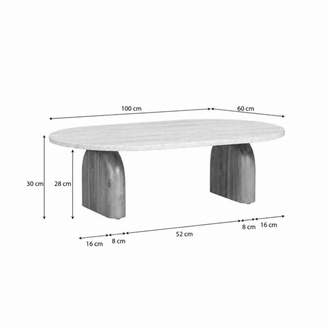 Lipali - Table basse en effet travertin et bois