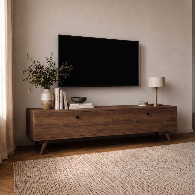 Yara - Meuble TV 2 portes en bois L140cm
