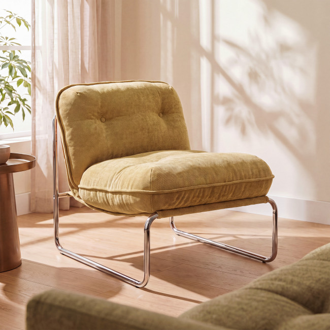 Basil - Fauteuil en tissu pieds chrome