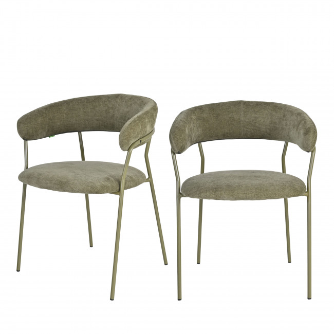 Celesty - Lot de 2 fauteuils de table en tissu pieds métal