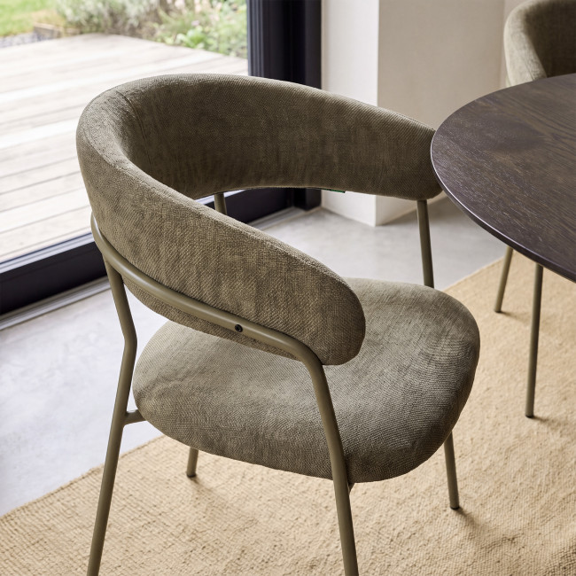 Celesty - Lot de 2 fauteuils de table en tissu pieds métal
