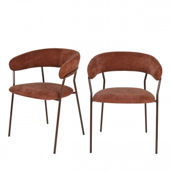 Celesty - Lot de 2 fauteuils de table en tissu pieds métal