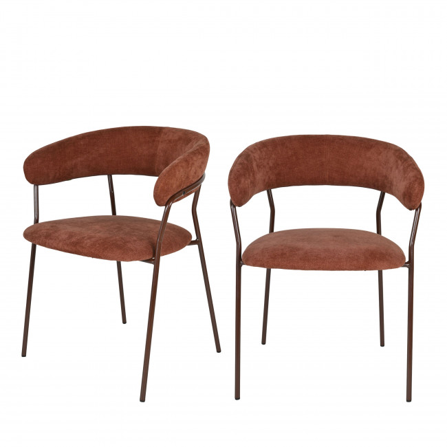 Celesty - Lot de 2 fauteuils de table en tissu pieds métal