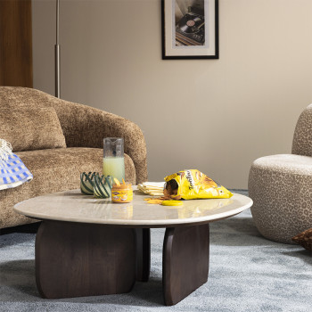 Dalila - Table basse en marbre et bois massif