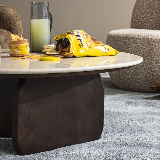 Dalila - Table basse en marbre et bois massif