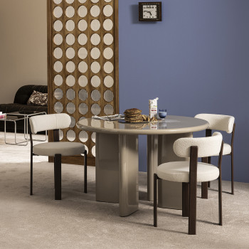 Pyranth - Table à manger ronde 4 personnes en bois 