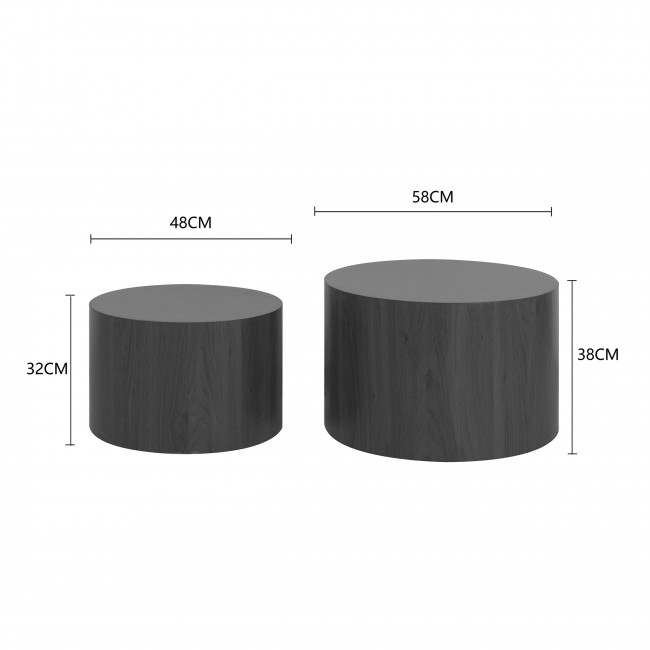 Elva - Lot de 2 tables d'appoint en bois