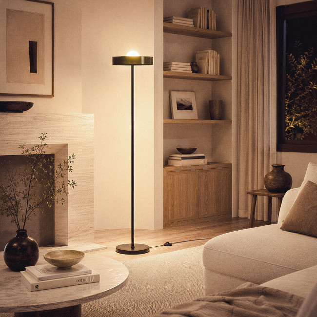 Flo - Lampadaire en verre et métal finition brillant H158cm