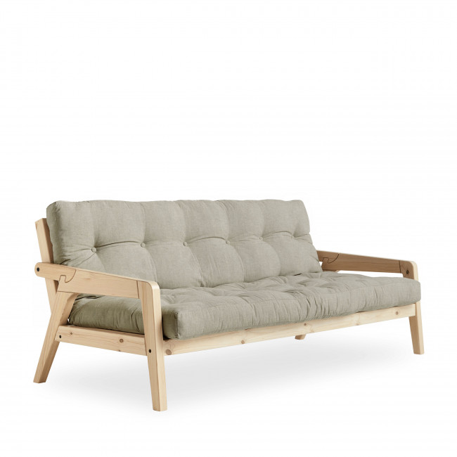 Grab - Canapé convertible en bois naturel et tissu