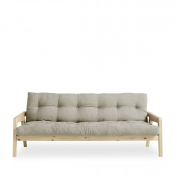 Grab - Canapé convertible en bois naturel et tissu