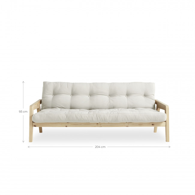 Grab - Canapé convertible en bois naturel et tissu