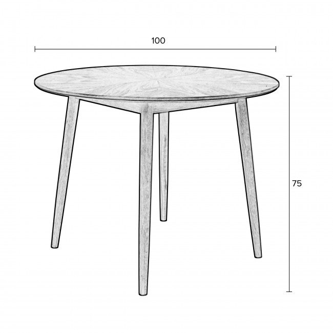 Fabio - Table à manger ronde en bois ø100cm