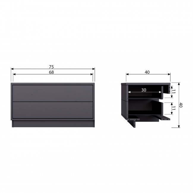 Finca - Meuble TV en bois massif de pin L75cm