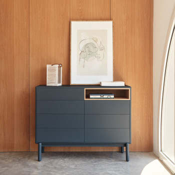 Corvo - Commode 7 tiroirs 1 niche en bois L120xH90cm