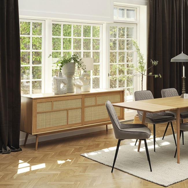 Kiyo - Buffet 2 portes en bois et rotin L180cm
