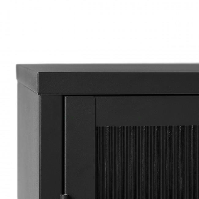 Bjorn - Buffet 3 portes en verre strié et métal L132cm