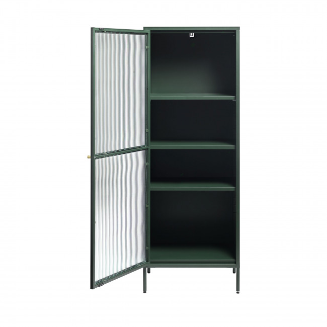 Bjorn - Colonne de rangement 1 porte en verre strié et métal H160cm