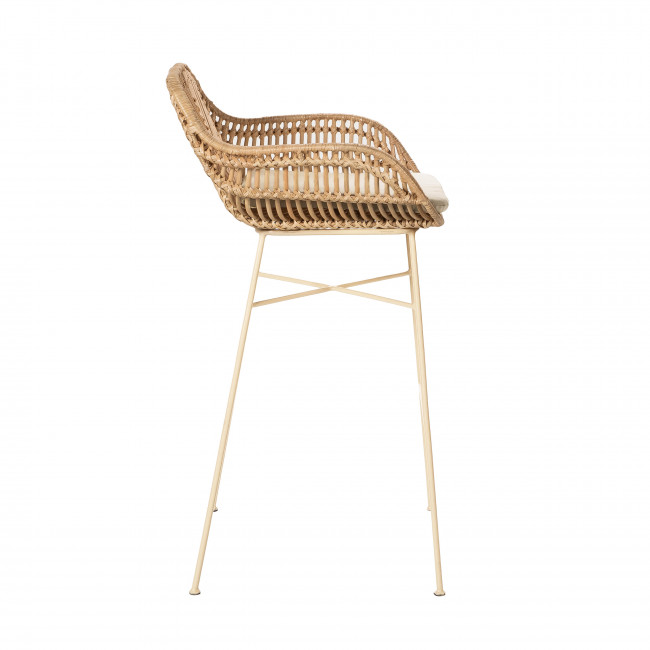 Nunuhai - Lot de 2 tabourets de bar en rotin pieds beige 76cm